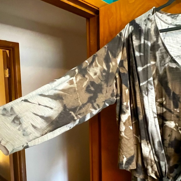 Belle by Kim Gravel Slub Knit Tank Dress + Matching Shrug. Olive Tie Dye. 2X - Picture 6 of 13